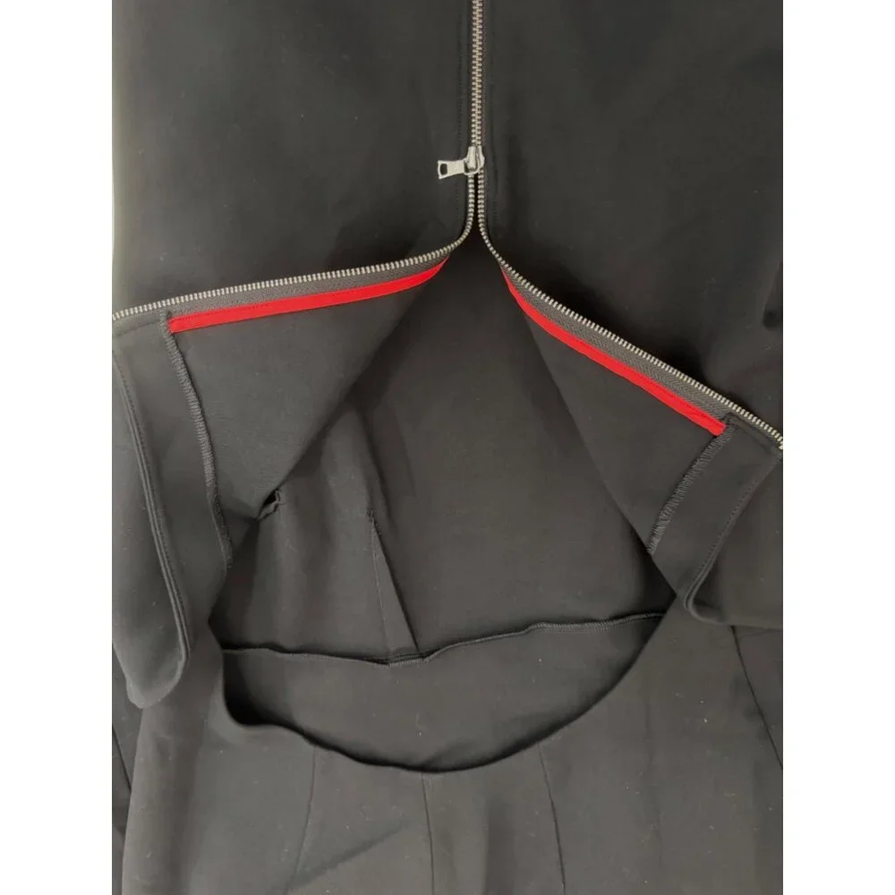 Spanx ponte overlay fitted midi dress minimalist stretch preppy‎ black XL